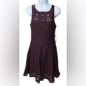 BB Dakota Lace Crochet Sleeveless Midi Dress Burgundy Wine Purple Women’s Size 4